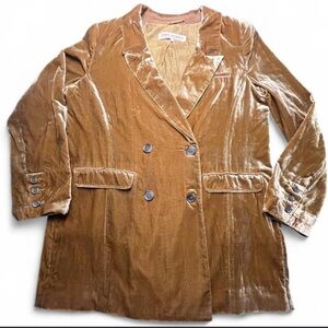 NWT Free People Gorgeous Fully Lined Chartreuse Velvet Jacket, XL